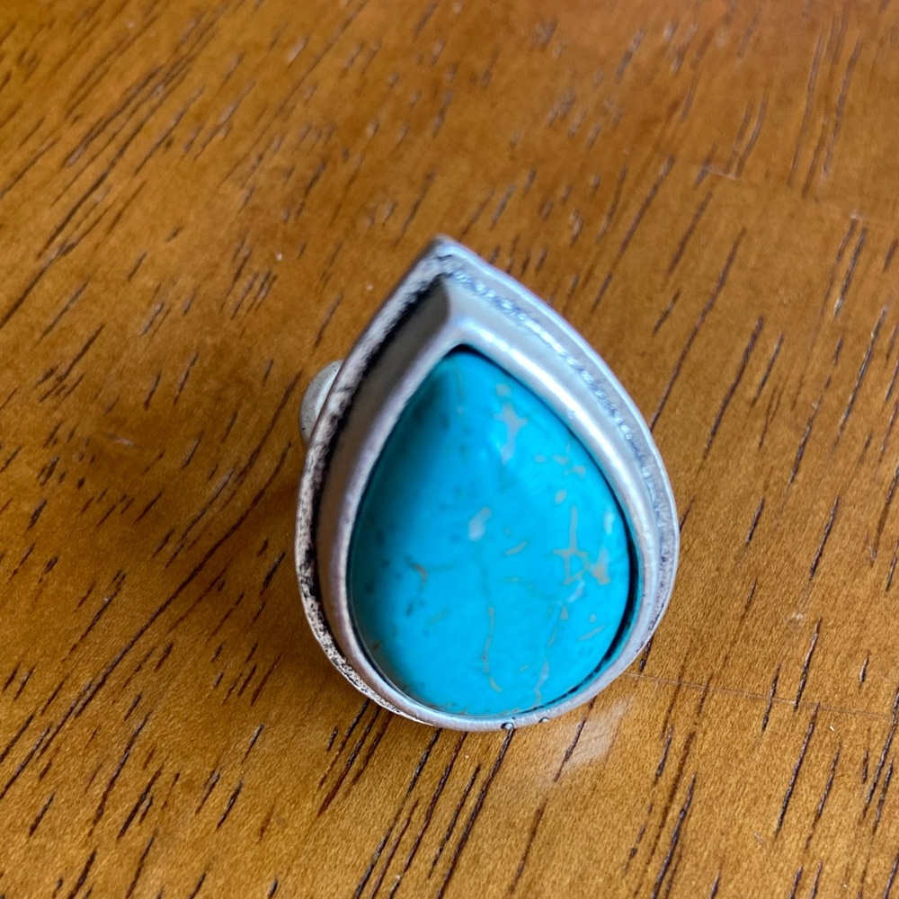 Turquoise teardrop ring
